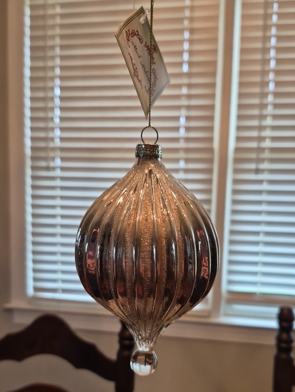Mark Roberts Metallic Bronze Ribbed Drop Ornament with Finial